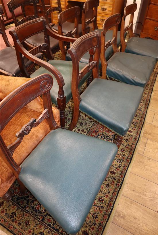 A harlequin set of ten Regency dining chairs